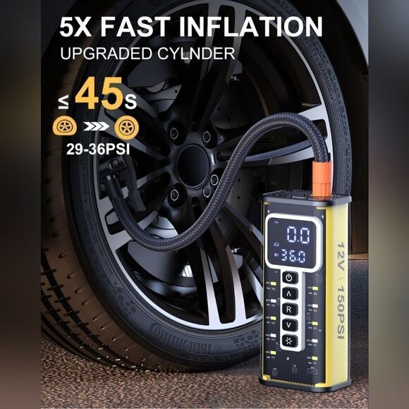 Tire Inflator Portable Air Compressor, Air Pump for Car Tires 20000mAh Battery - Picture 3 of 11